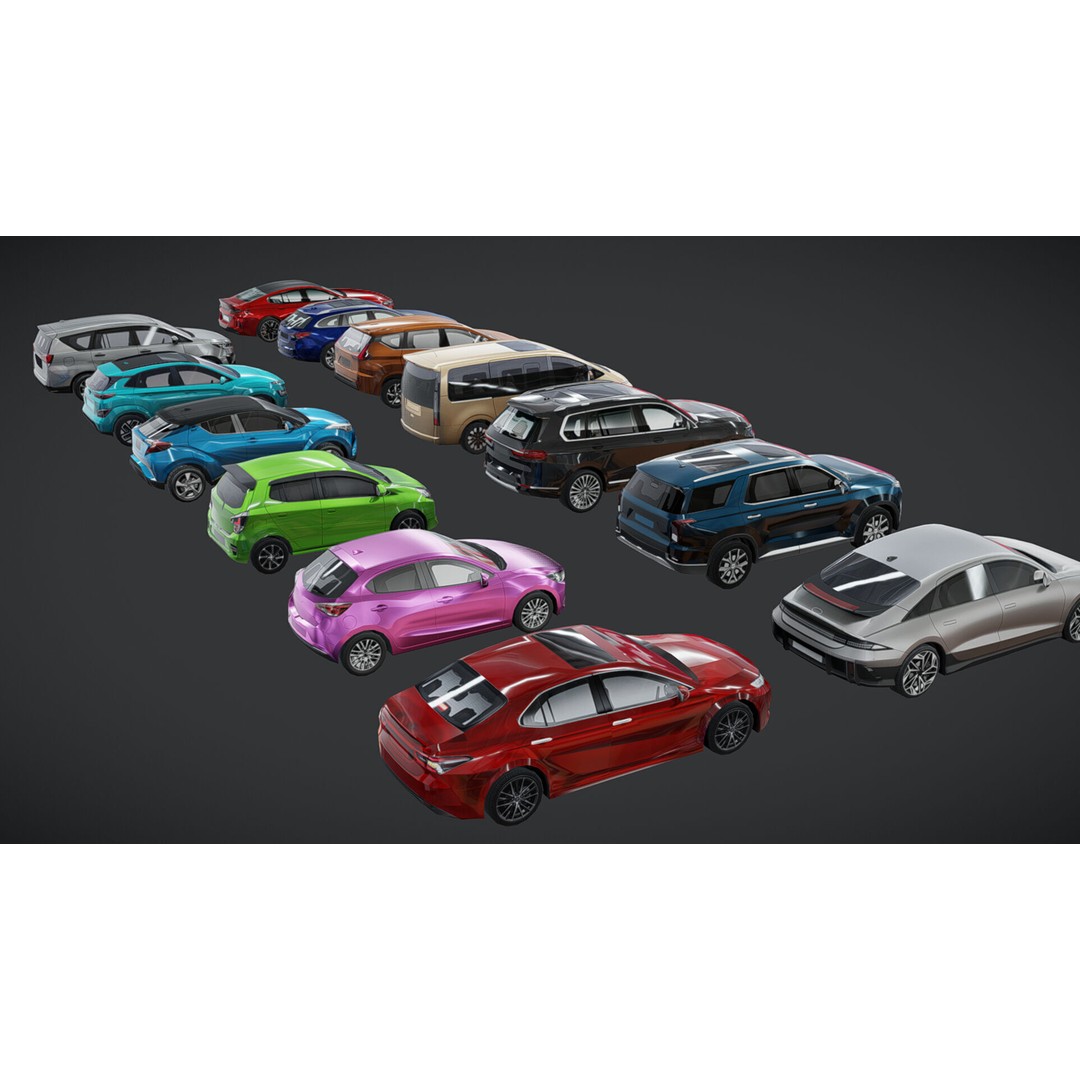 Lowpoly Car Pack 3D Model – Customizable, Rigged, Game-Ready - View 5