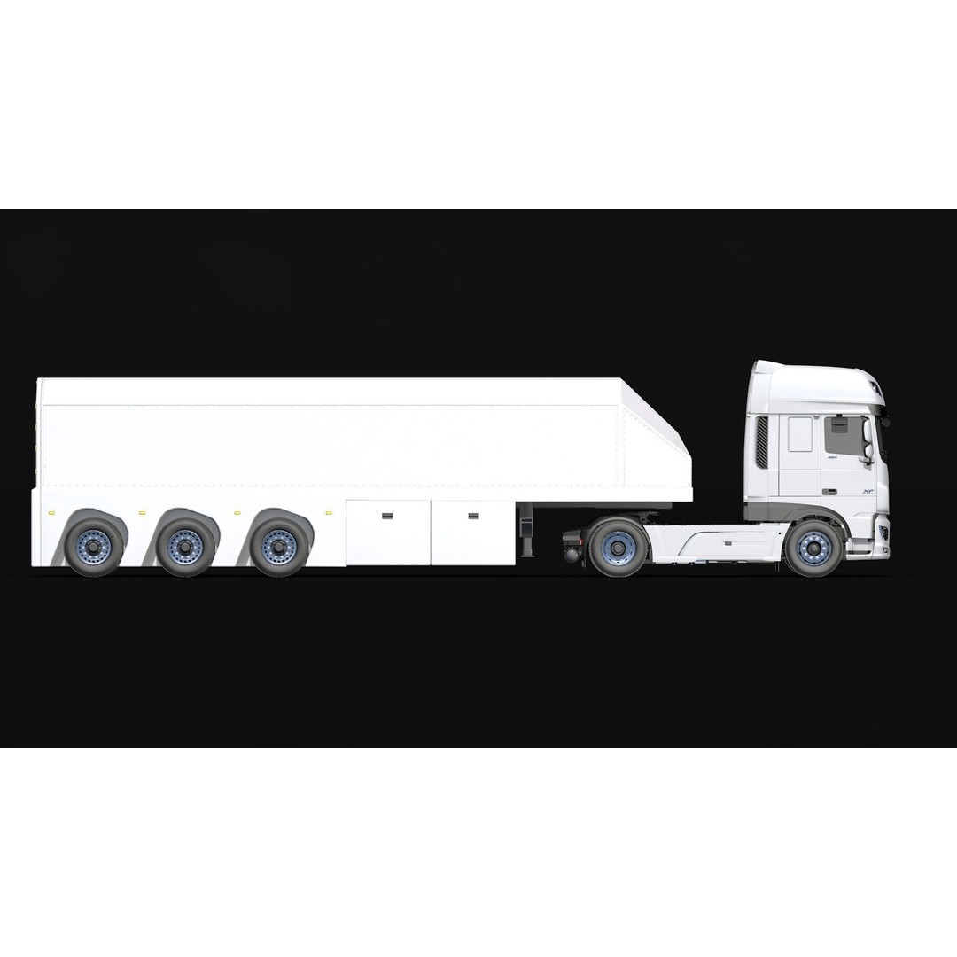 2018 DAF 106 XF EURO 6 4X2 Inloader Trailer 3D Model – Low Poly PBR Asset, FBX/OBJ - View 11