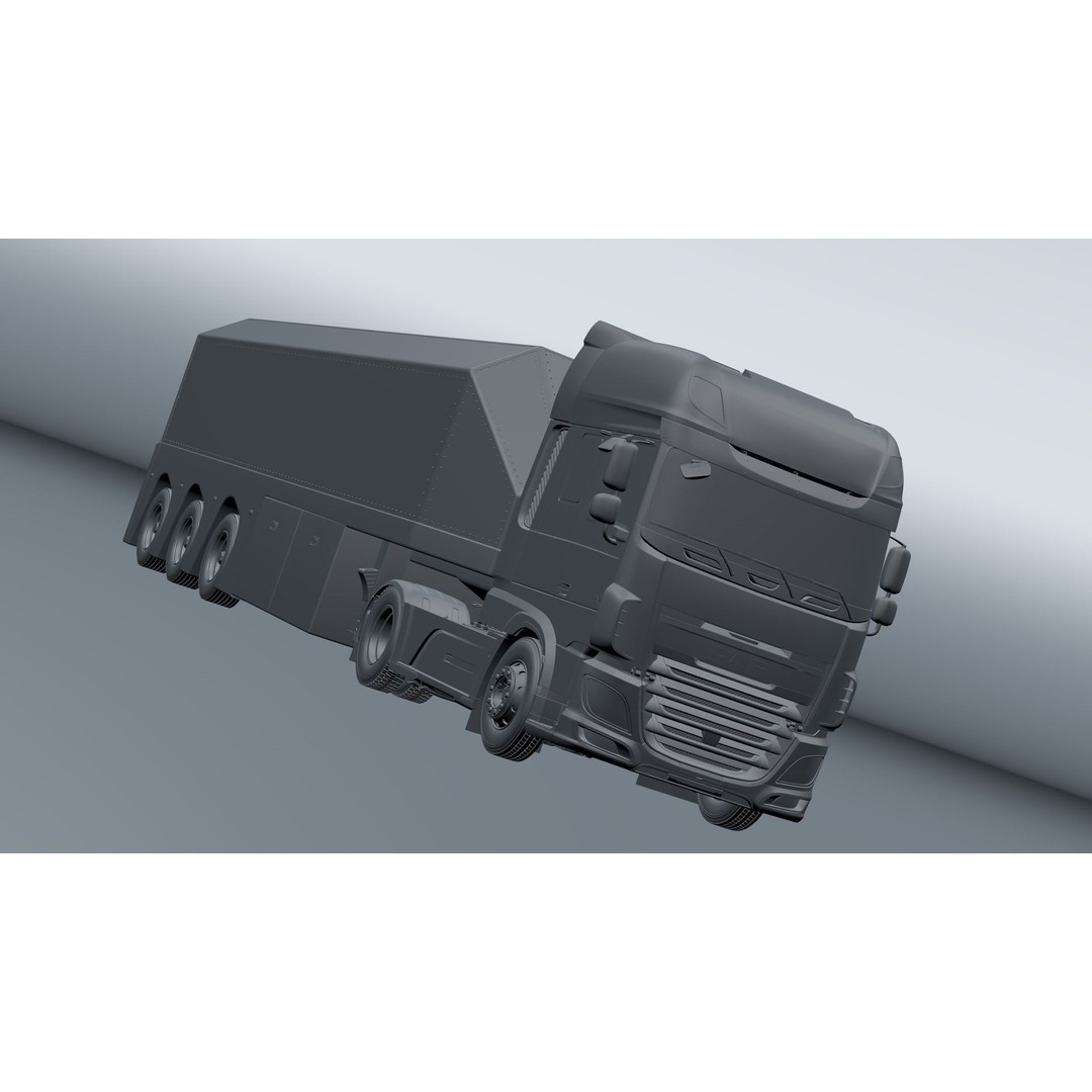 2018 DAF 106 XF EURO 6 4X2 Inloader Trailer 3D Model – Low Poly PBR Asset, FBX/OBJ - View 12