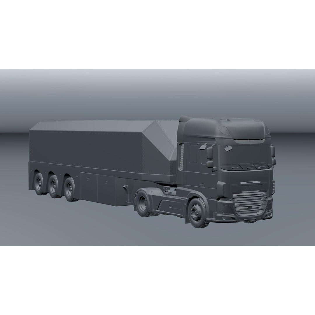 2018 DAF 106 XF EURO 6 4X2 Inloader Trailer 3D Model – Low Poly PBR Asset, FBX/OBJ - View 13