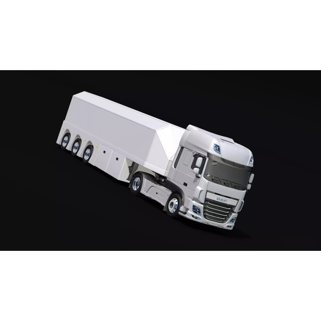 2018 DAF 106 XF EURO 6 4X2 Inloader Trailer 3D Model – Low Poly PBR Asset, FBX/OBJ - View 2