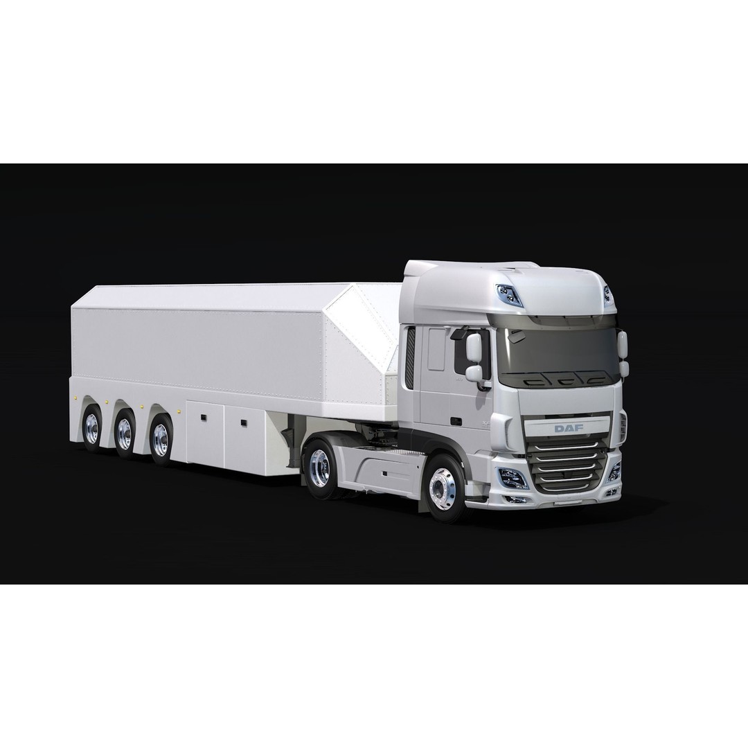 2018 DAF 106 XF EURO 6 4X2 Inloader Trailer 3D Model – Low Poly PBR Asset, FBX/OBJ - View 4