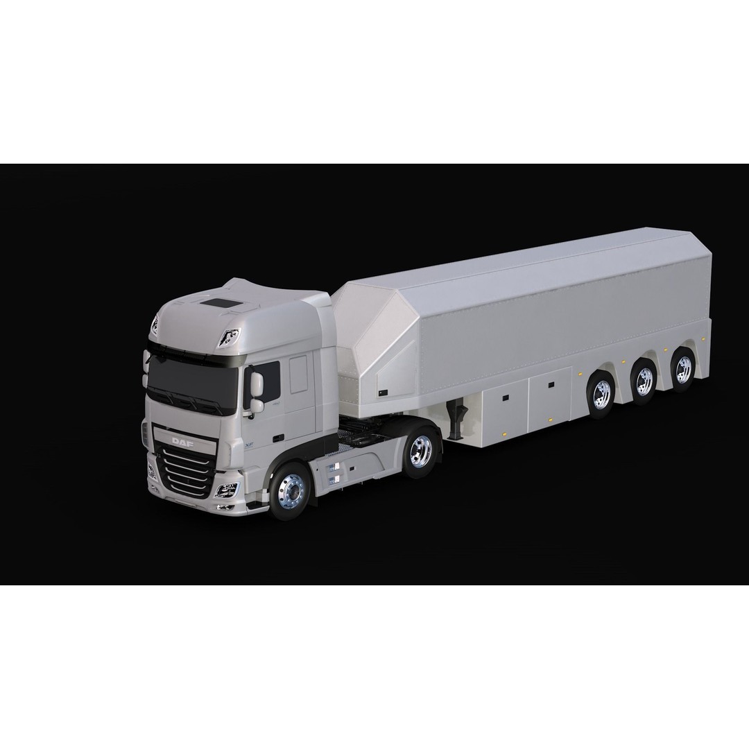 2018 DAF 106 XF EURO 6 4X2 Inloader Trailer 3D Model – Low Poly PBR Asset, FBX/OBJ - View 6