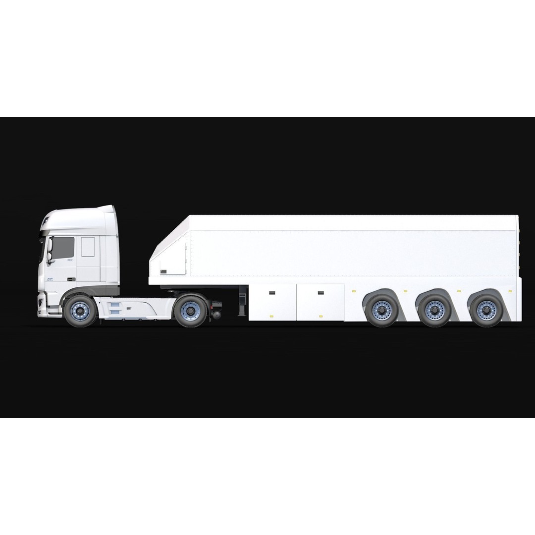 2018 DAF 106 XF EURO 6 4X2 Inloader Trailer 3D Model – Low Poly PBR Asset, FBX/OBJ - View 7