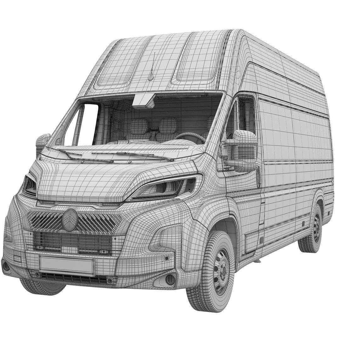 Citroen JUMPER L4H3 3D Model – Detailed Interior, Game Ready, FBX - View 17