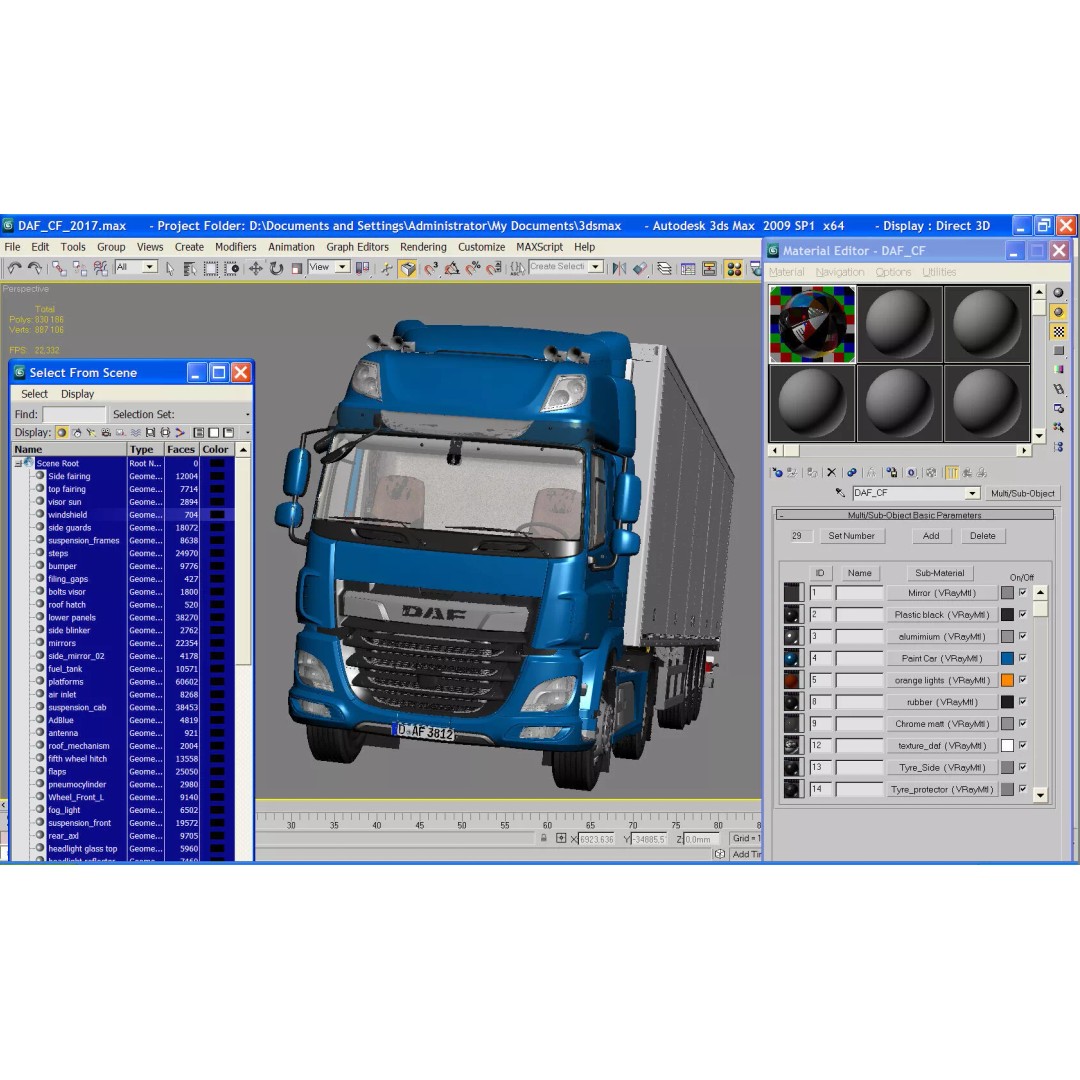 DAF CF Space Cab 2017 3D Model – High Poly Asset, FBX, OBJ, Blender - View 22