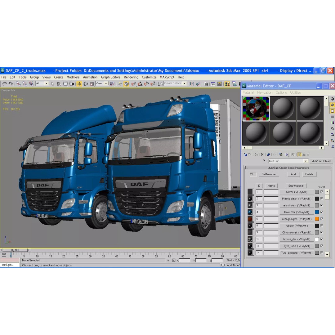 DAF CF Truck Collection 2017 3D Model – High Poly Game Asset, FBX, OBJ - View 33