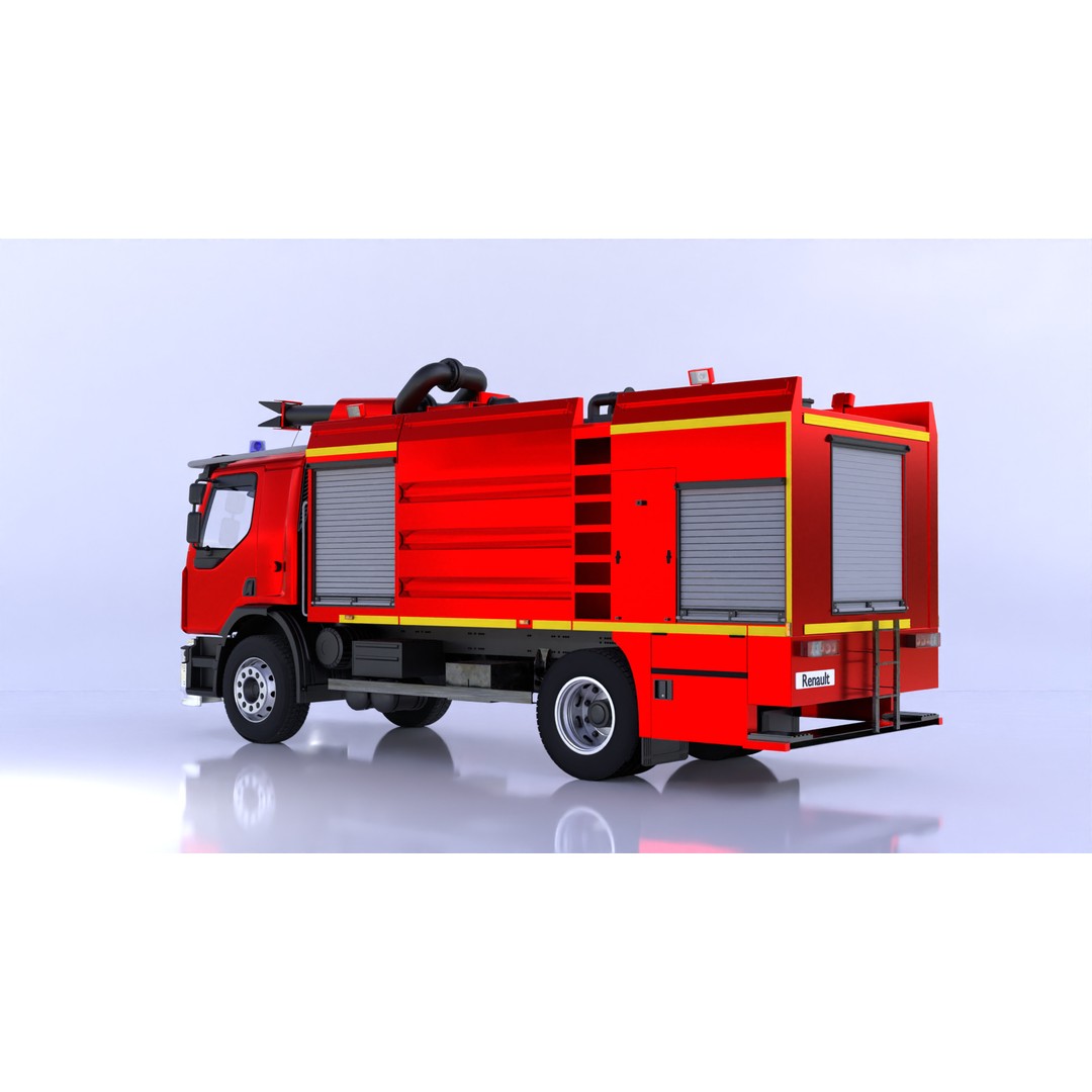 Renault Fire Truck 3D Model – High Poly Game Asset, Blender, FBX, OBJ - View 10