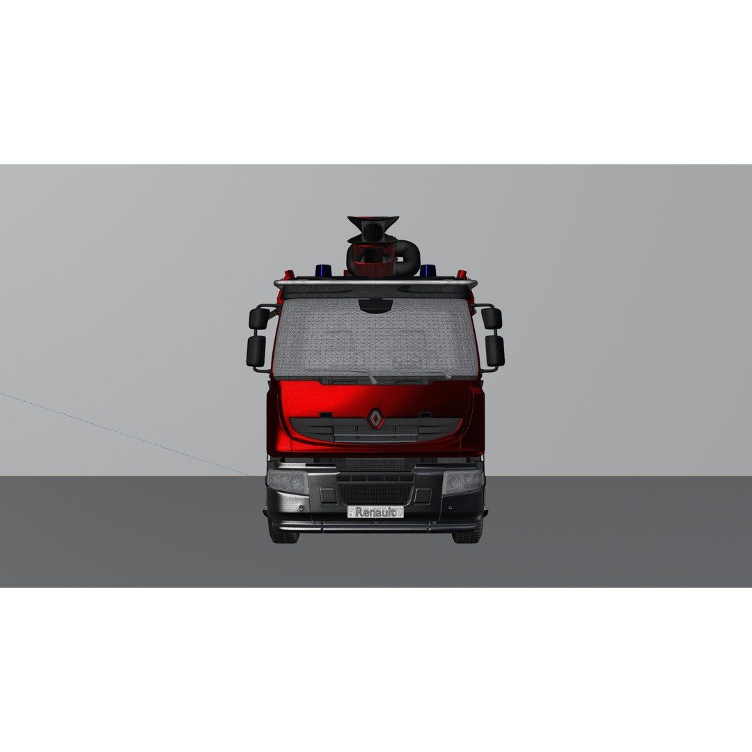 Renault Fire Truck 3D Model – High Poly Game Asset, Blender, FBX, OBJ - View 12