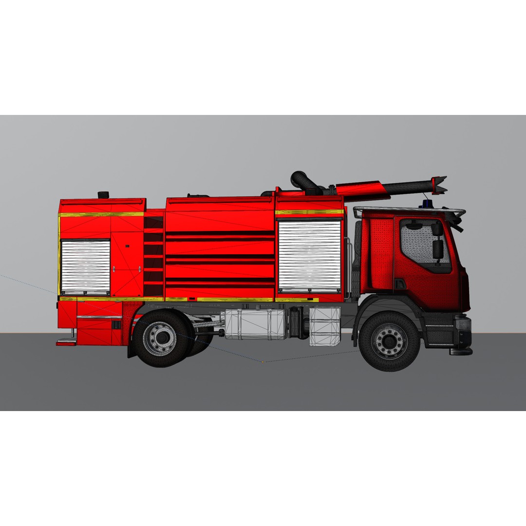 Renault Fire Truck 3D Model – High Poly Game Asset, Blender, FBX, OBJ - View 13