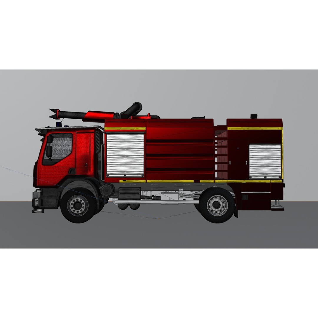 Renault Fire Truck 3D Model – High Poly Game Asset, Blender, FBX, OBJ - View 14