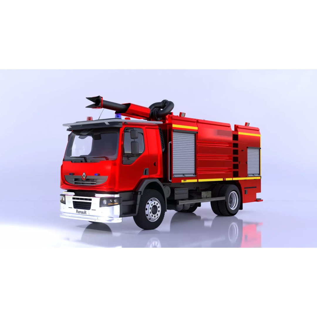 Renault Fire Truck 3D Model – High Poly Game Asset, Blender, FBX, OBJ - View 2