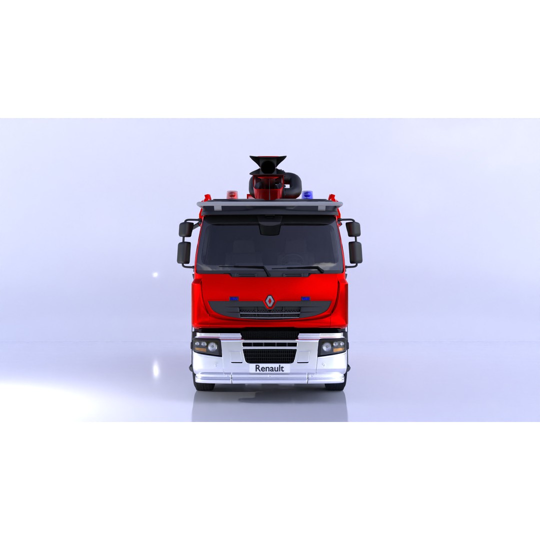 Renault Fire Truck 3D Model – High Poly Game Asset, Blender, FBX, OBJ - View 3
