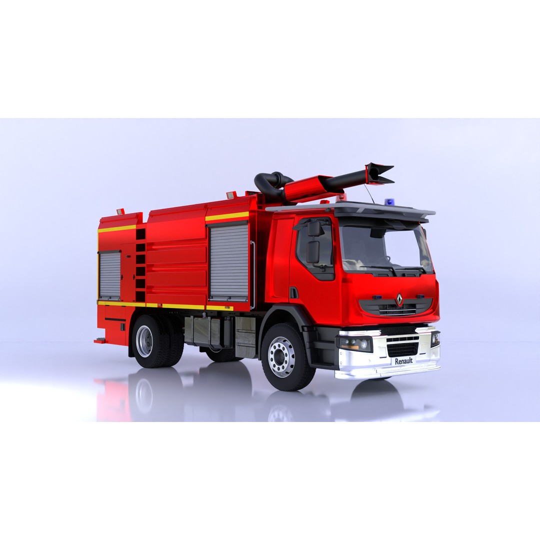 Renault Fire Truck 3D Model – High Poly Game Asset, Blender, FBX, OBJ - View 4