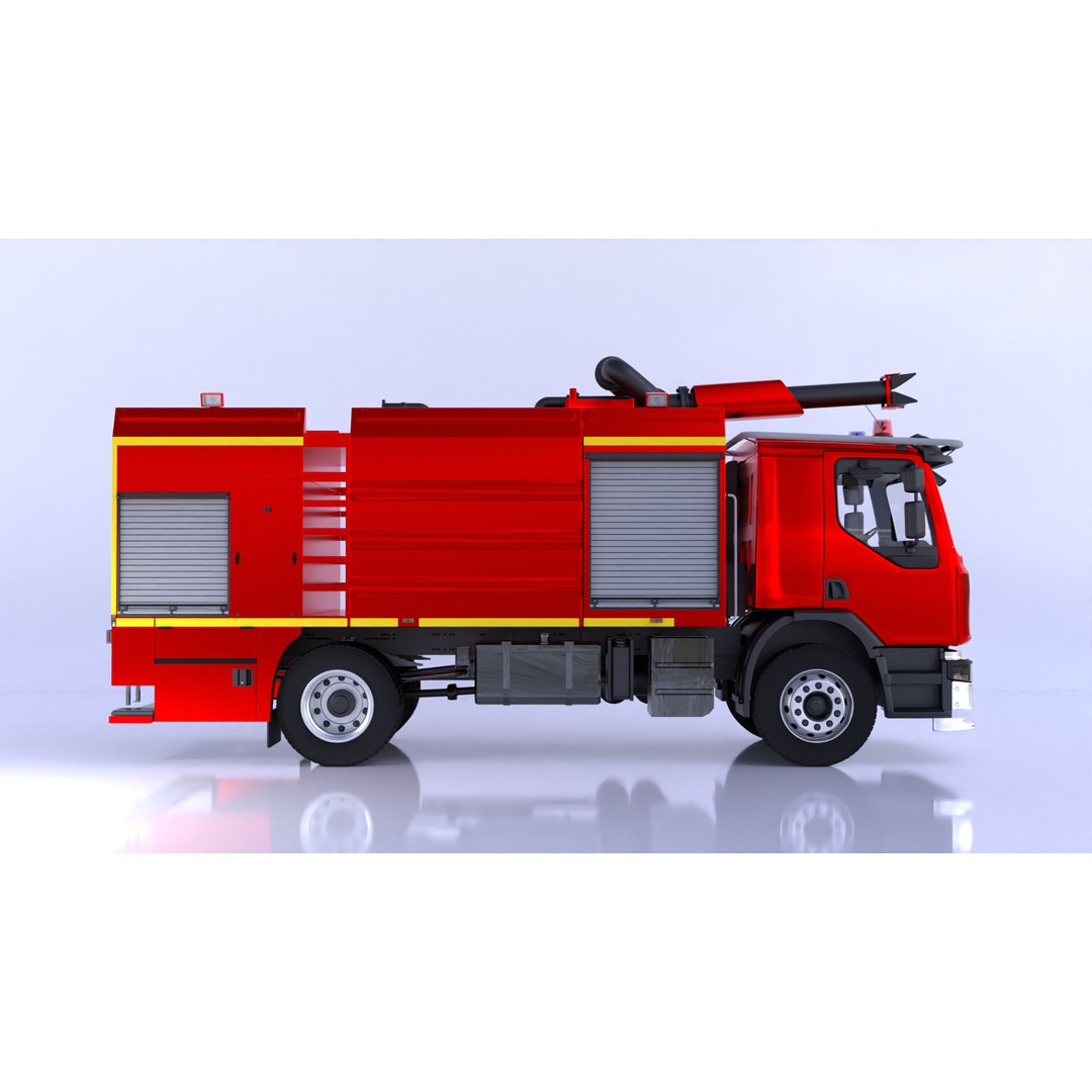 Renault Fire Truck 3D Model – High Poly Game Asset, Blender, FBX, OBJ - View 5