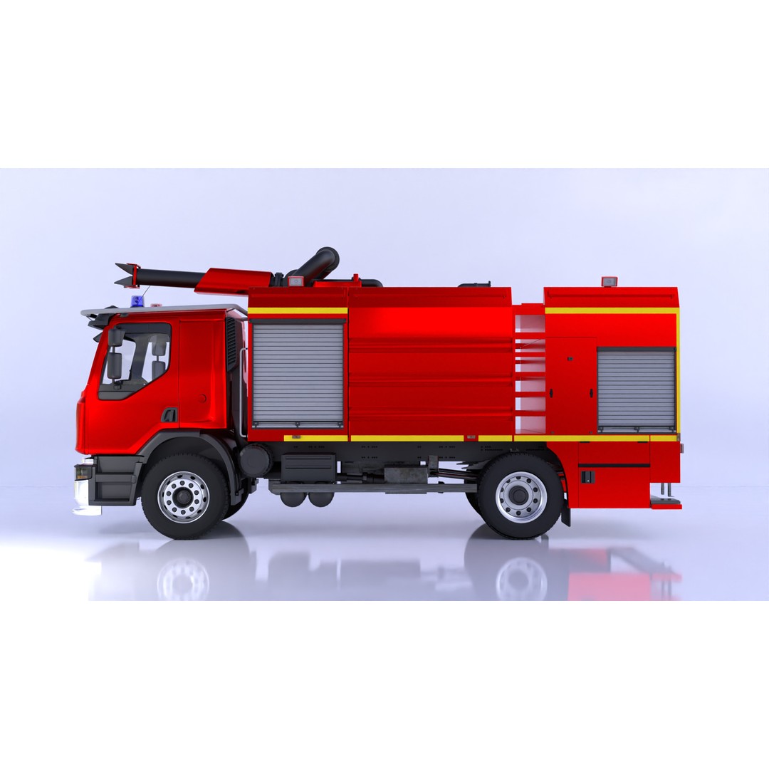 Renault Fire Truck 3D Model – High Poly Game Asset, Blender, FBX, OBJ - View 6