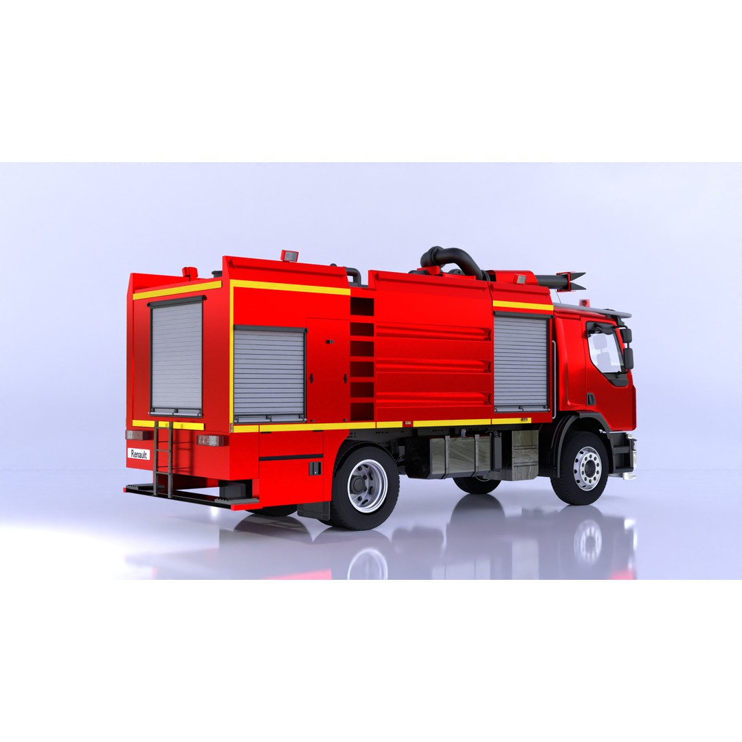 Renault Fire Truck 3D Model – High Poly Game Asset, Blender, FBX, OBJ - View 8
