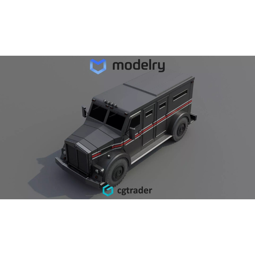 Cash Transport Vehicle 3D Model – Armored Delivery Asset, FBX - View 2