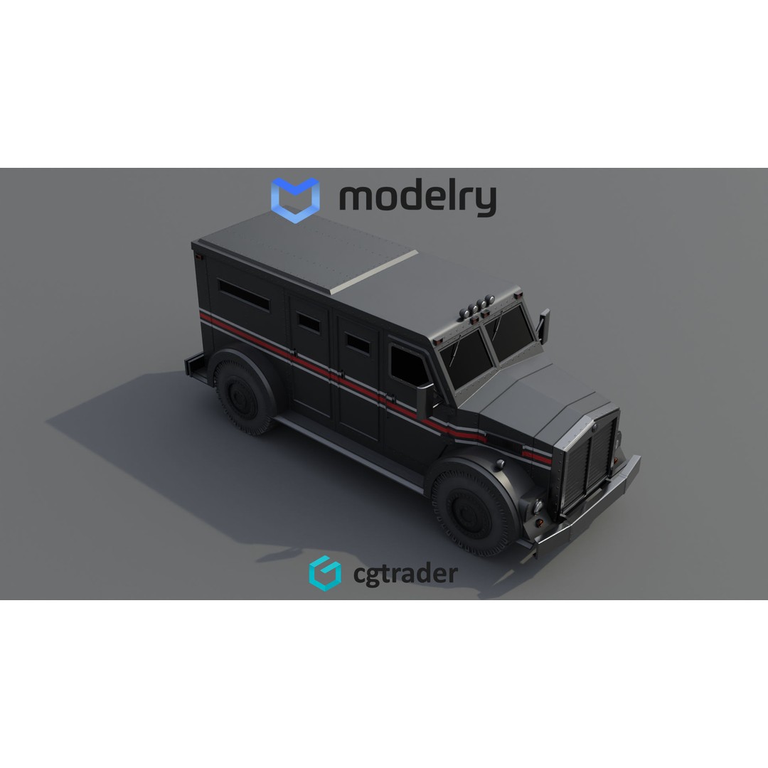 Cash Transport Vehicle 3D Model – Armored Delivery Asset, FBX - View 3