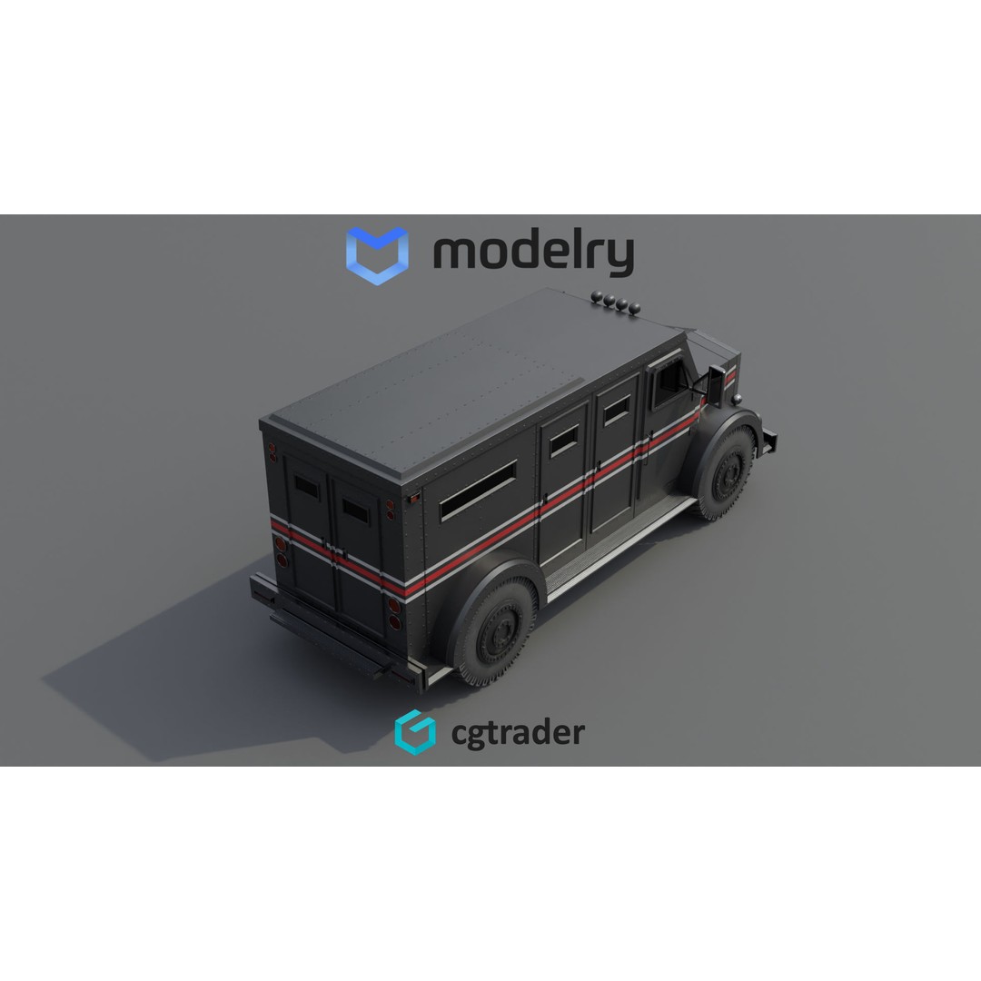 Cash Transport Vehicle 3D Model – Armored Delivery Asset, FBX - View 4