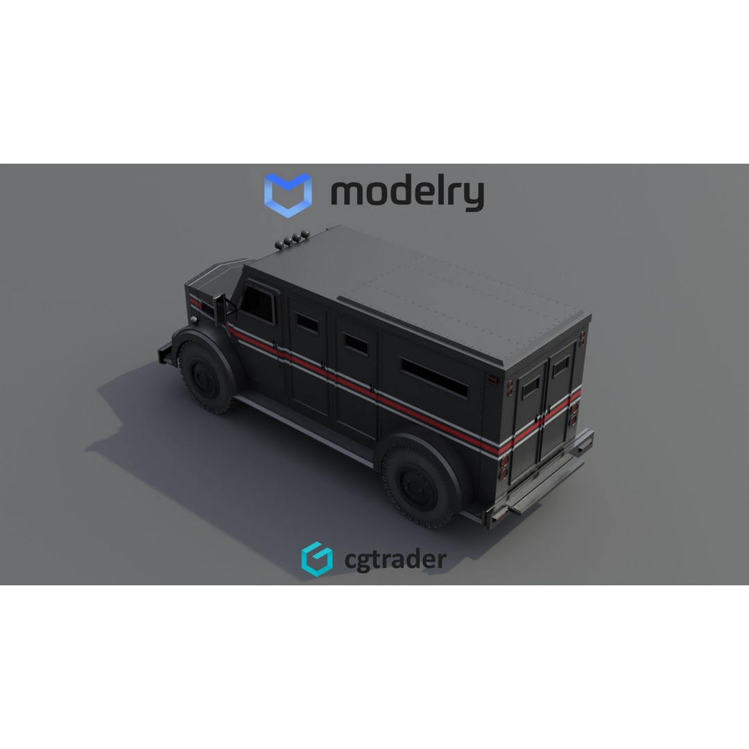 Cash Transport Vehicle 3D Model – Armored Delivery Asset, FBX - View 5