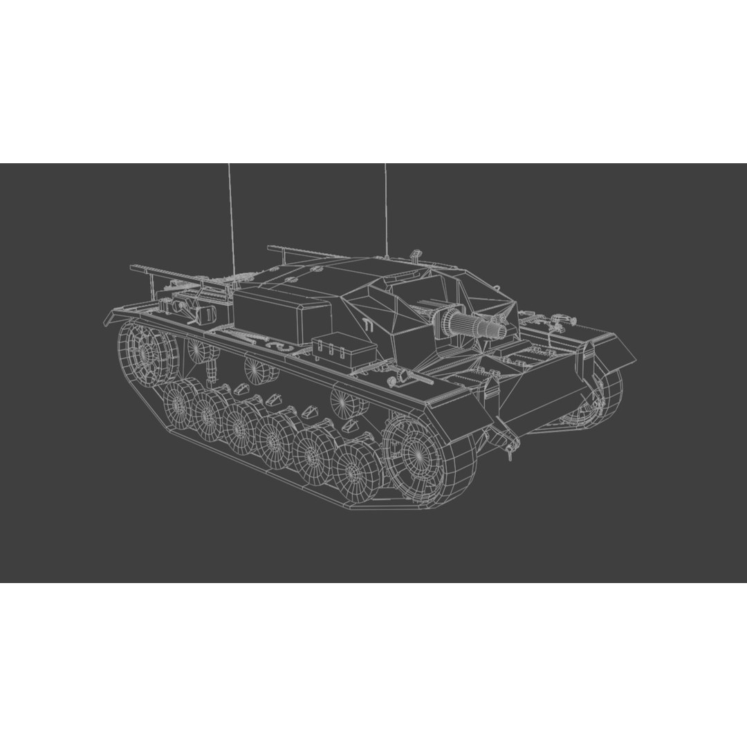 StuG III E Assault Gun 3D Model – Low Poly Game Asset, FBX, PBR Textures - View 10
