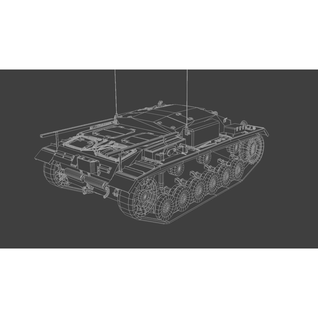 StuG III E Assault Gun 3D Model – Low Poly Game Asset, FBX, PBR Textures - View 11