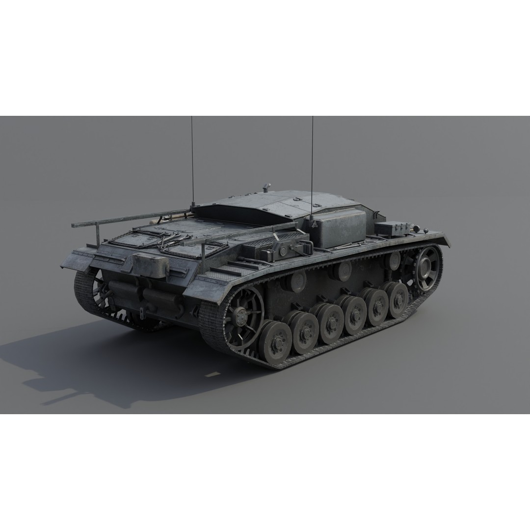 StuG III E Assault Gun 3D Model – Low Poly Game Asset, FBX, PBR Textures - View 18