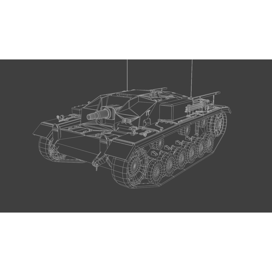 StuG III E Assault Gun 3D Model – Low Poly Game Asset, FBX, PBR Textures - View 9