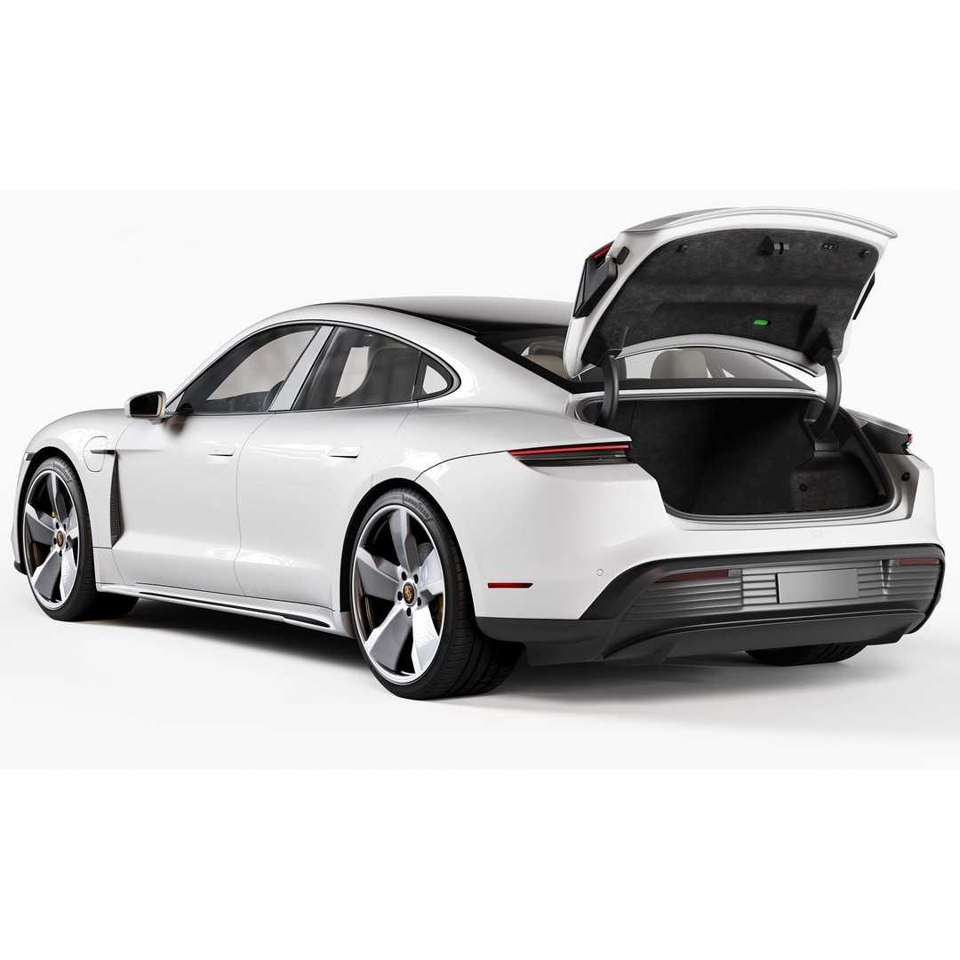 Porsche Taycan 3D Model – High Poly Sports Car with Charging Station - View 10