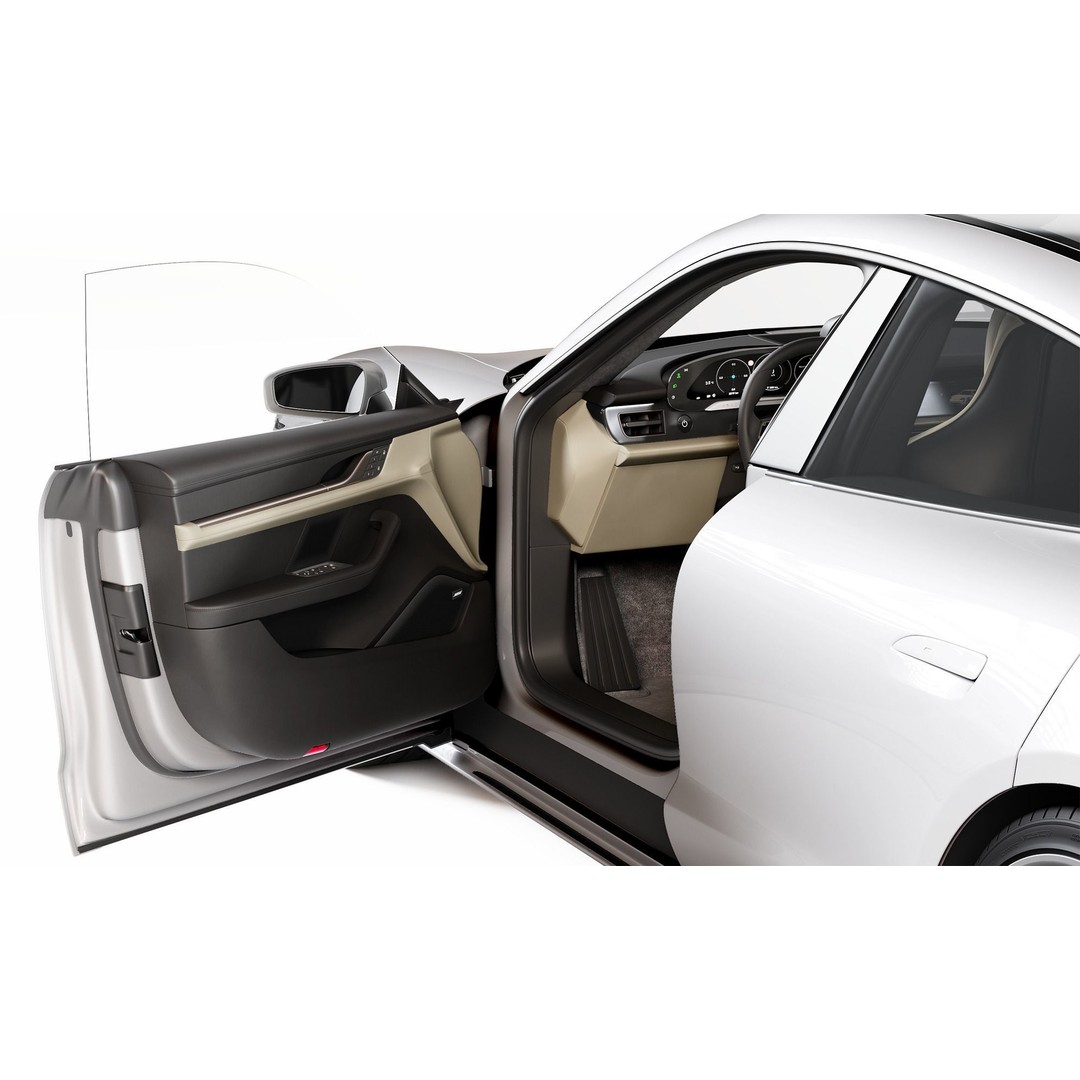 Porsche Taycan 3D Model – High Poly Sports Car with Charging Station - View 14