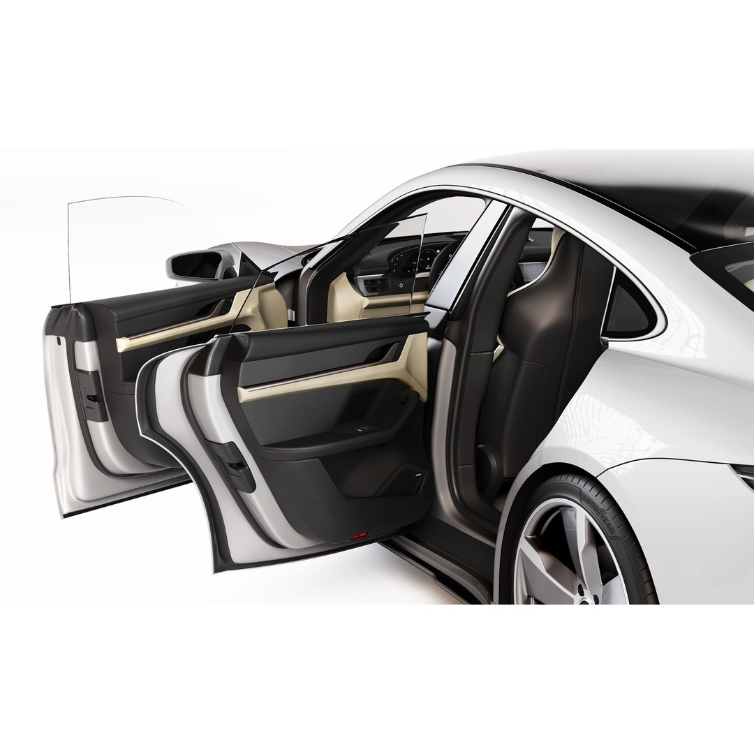 Porsche Taycan 3D Model – High Poly Sports Car with Charging Station - View 15