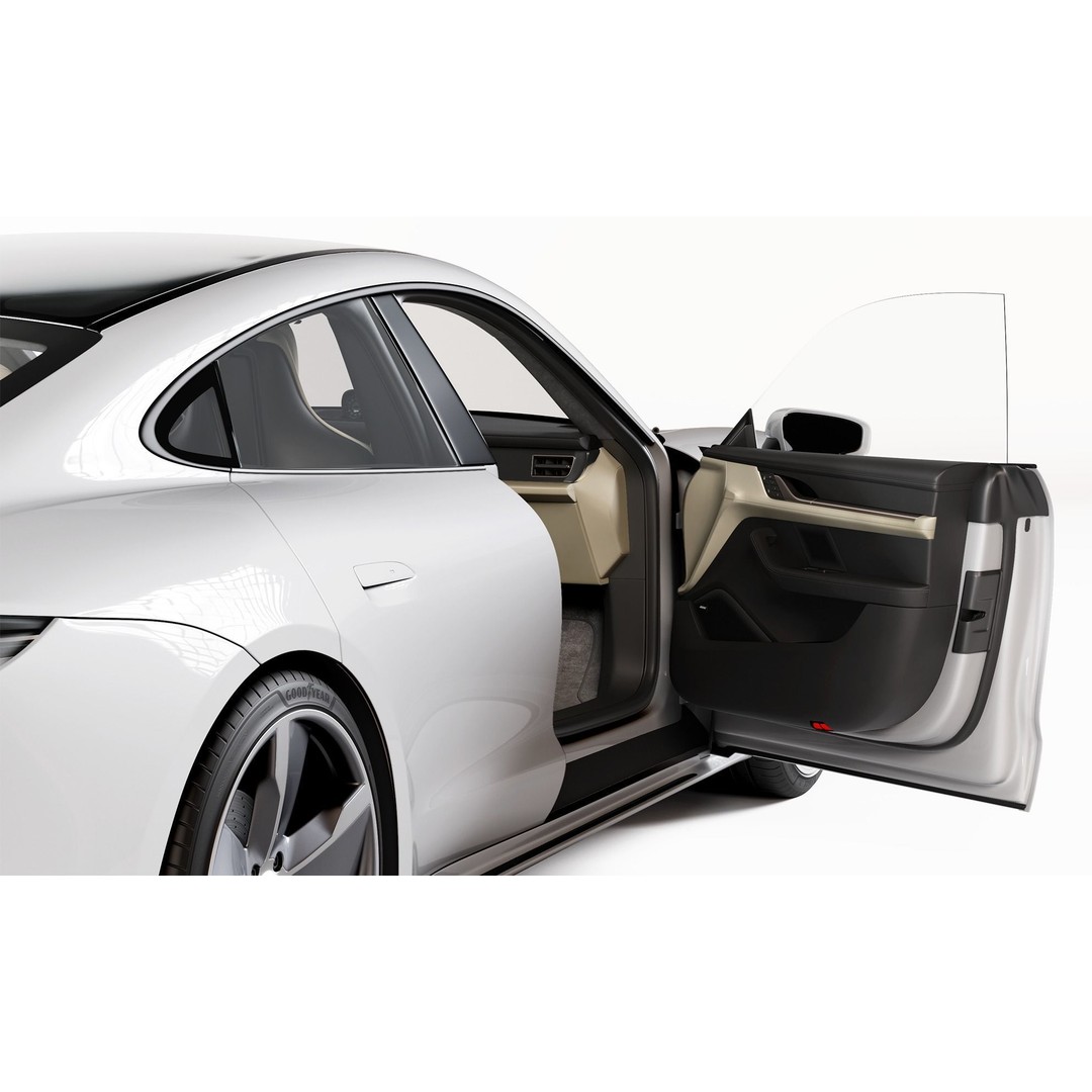 Porsche Taycan 3D Model – High Poly Sports Car with Charging Station - View 16