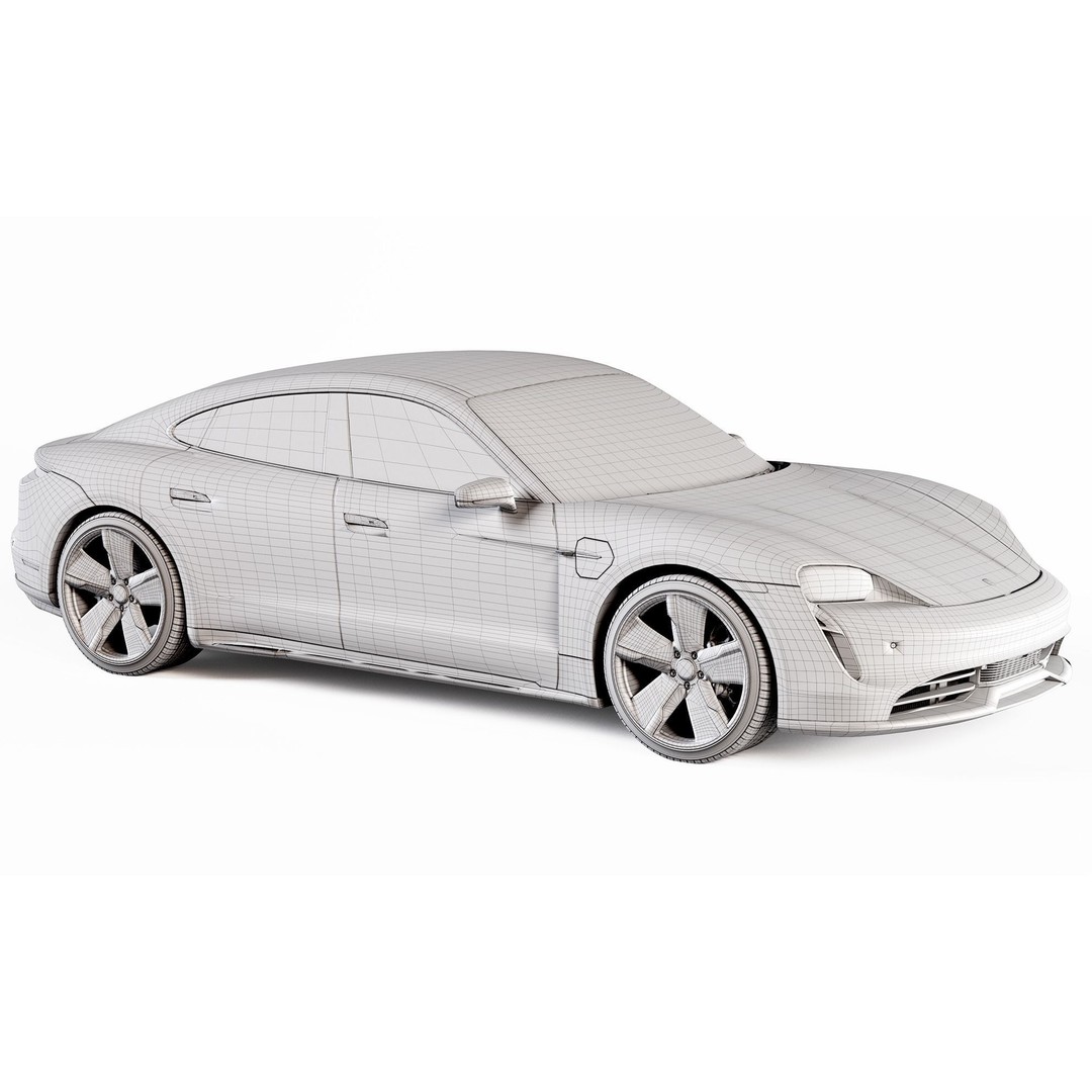 Porsche Taycan 3D Model – High Poly Sports Car with Charging Station - View 27