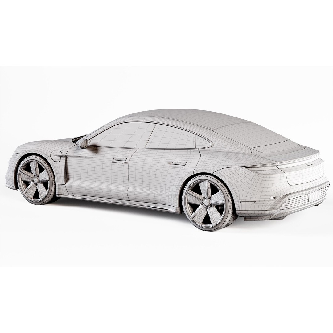Porsche Taycan 3D Model – High Poly Sports Car with Charging Station - View 28