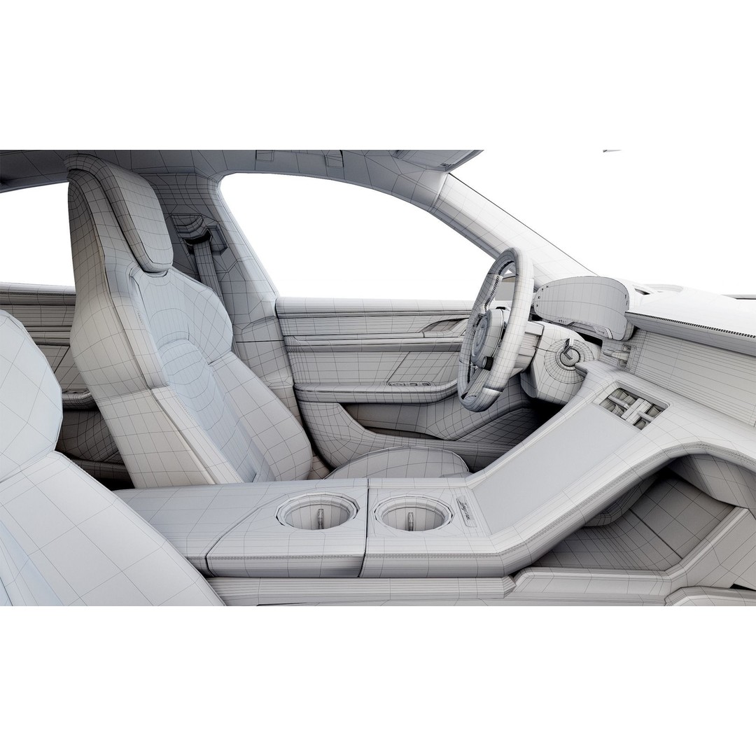 Porsche Taycan 3D Model – High Poly Sports Car with Charging Station - View 29