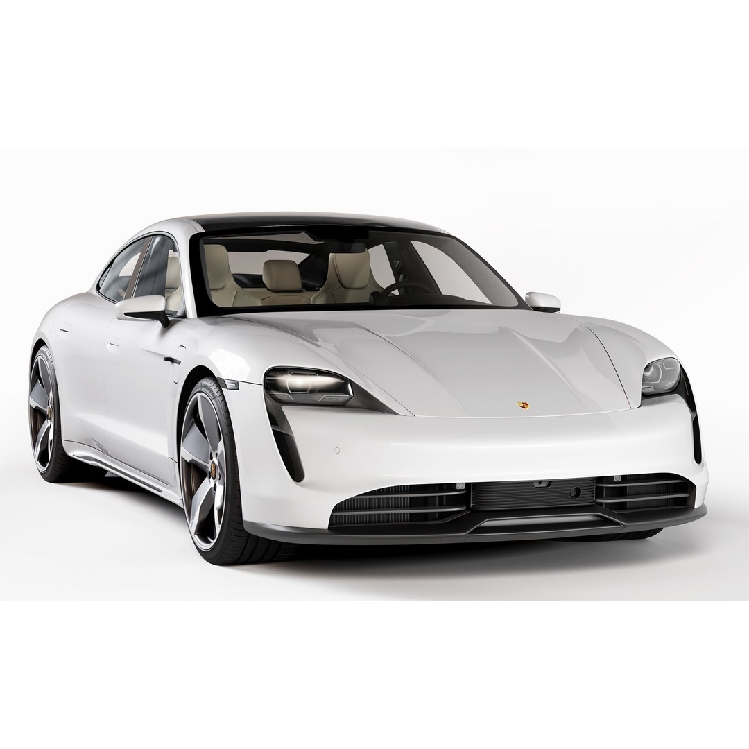 Porsche Taycan 3D Model – High Poly Sports Car with Charging Station - View 3
