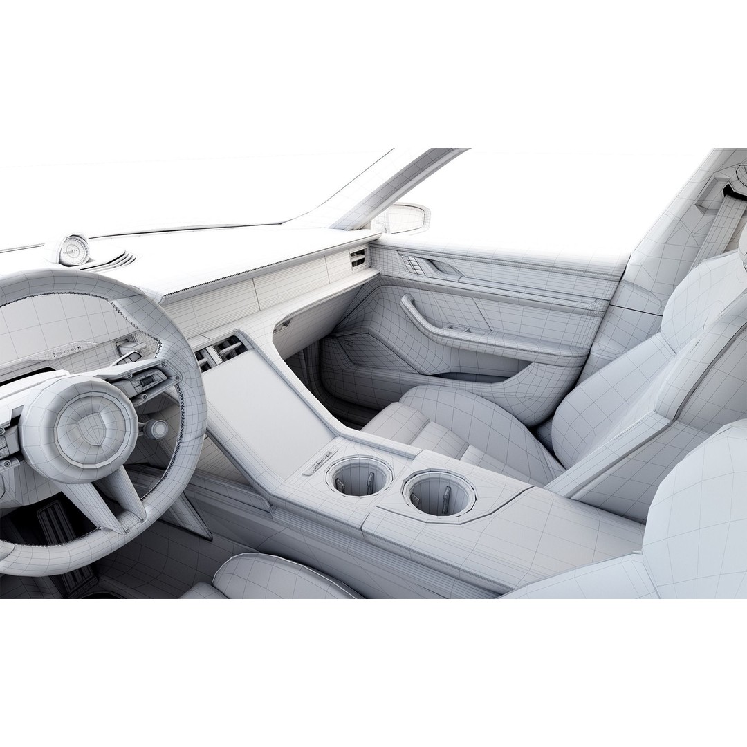 Porsche Taycan 3D Model – High Poly Sports Car with Charging Station - View 30