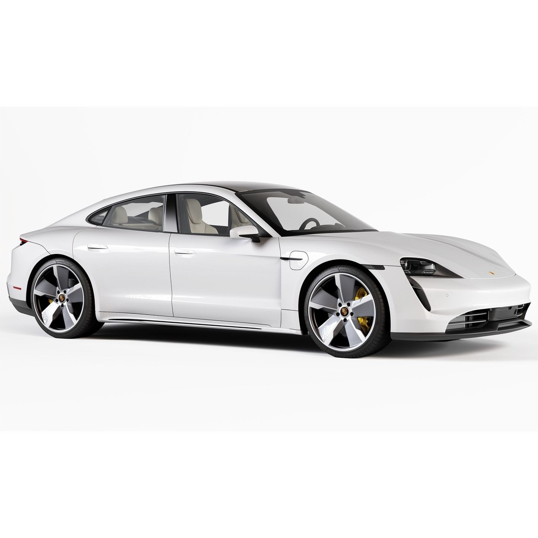 Porsche Taycan 3D Model – High Poly Sports Car with Charging Station - View 5
