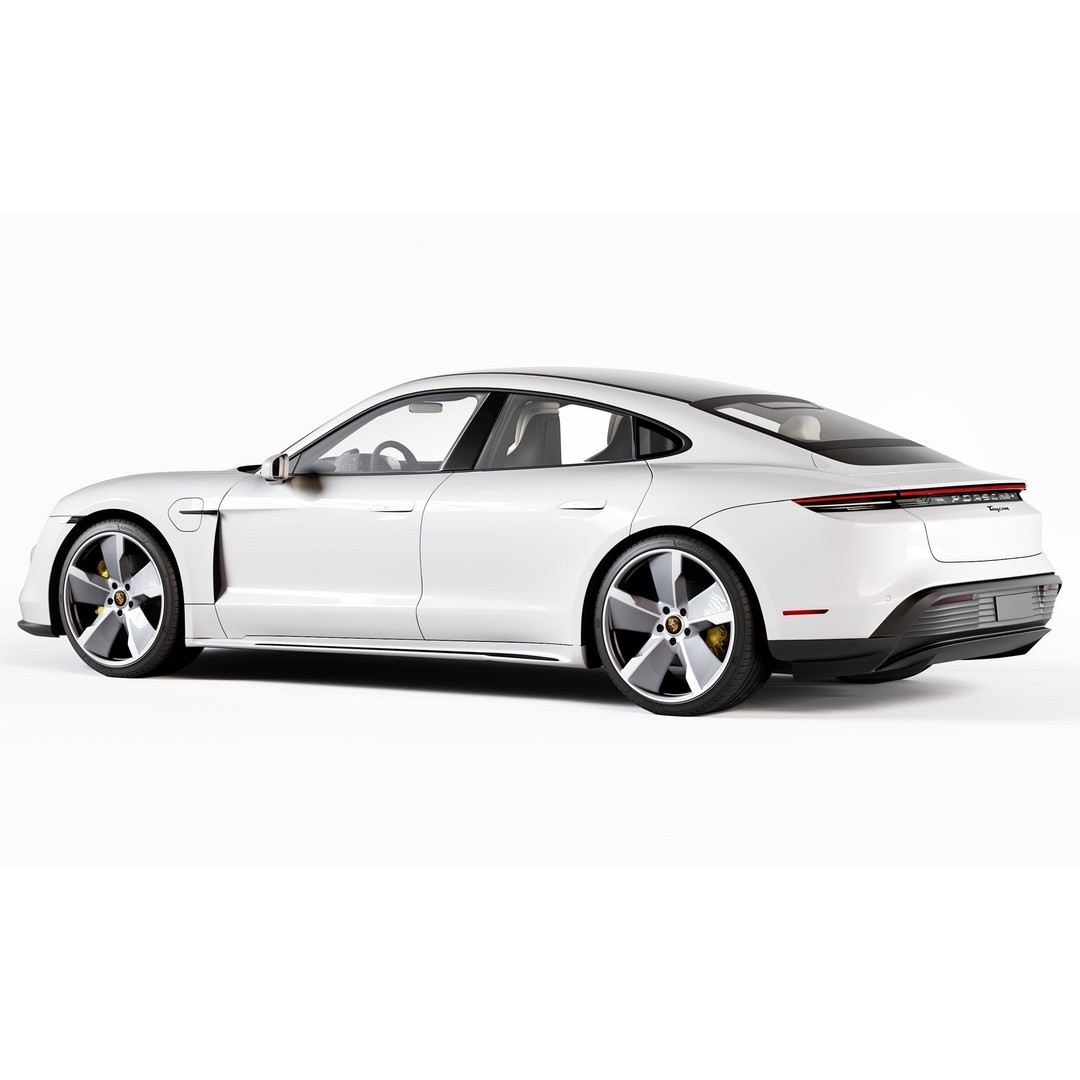 Porsche Taycan 3D Model – High Poly Sports Car with Charging Station - View 6