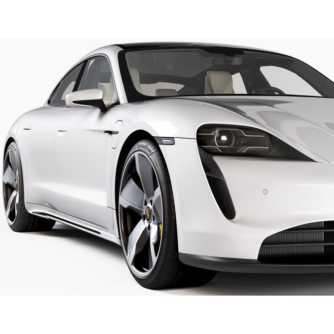 Porsche Taycan 3D Model – High Poly Sports Car with Charging Station - View 7