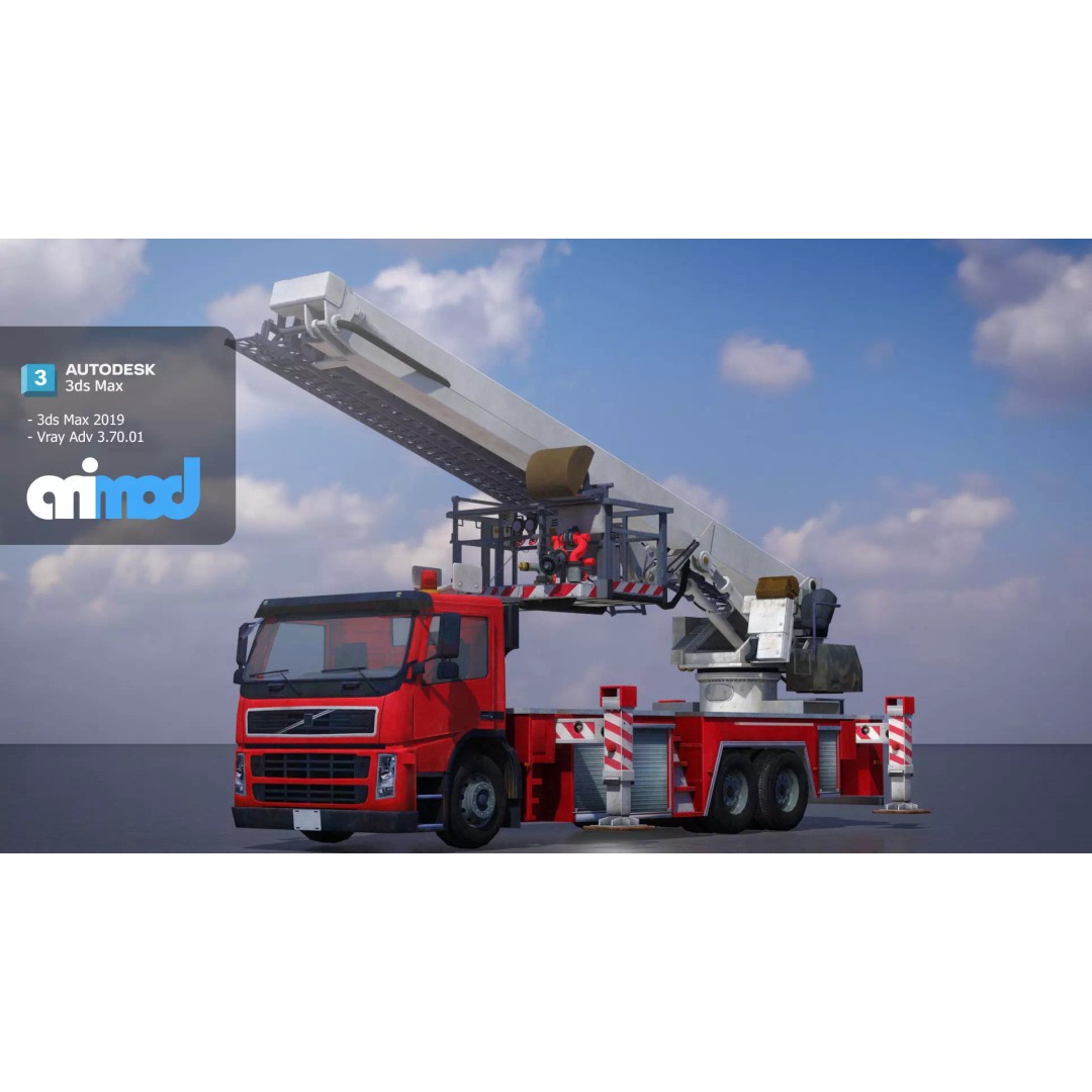 Fire Truck 3D Model – PBR Game-Ready Asset, FBX & Max Formats - View 2