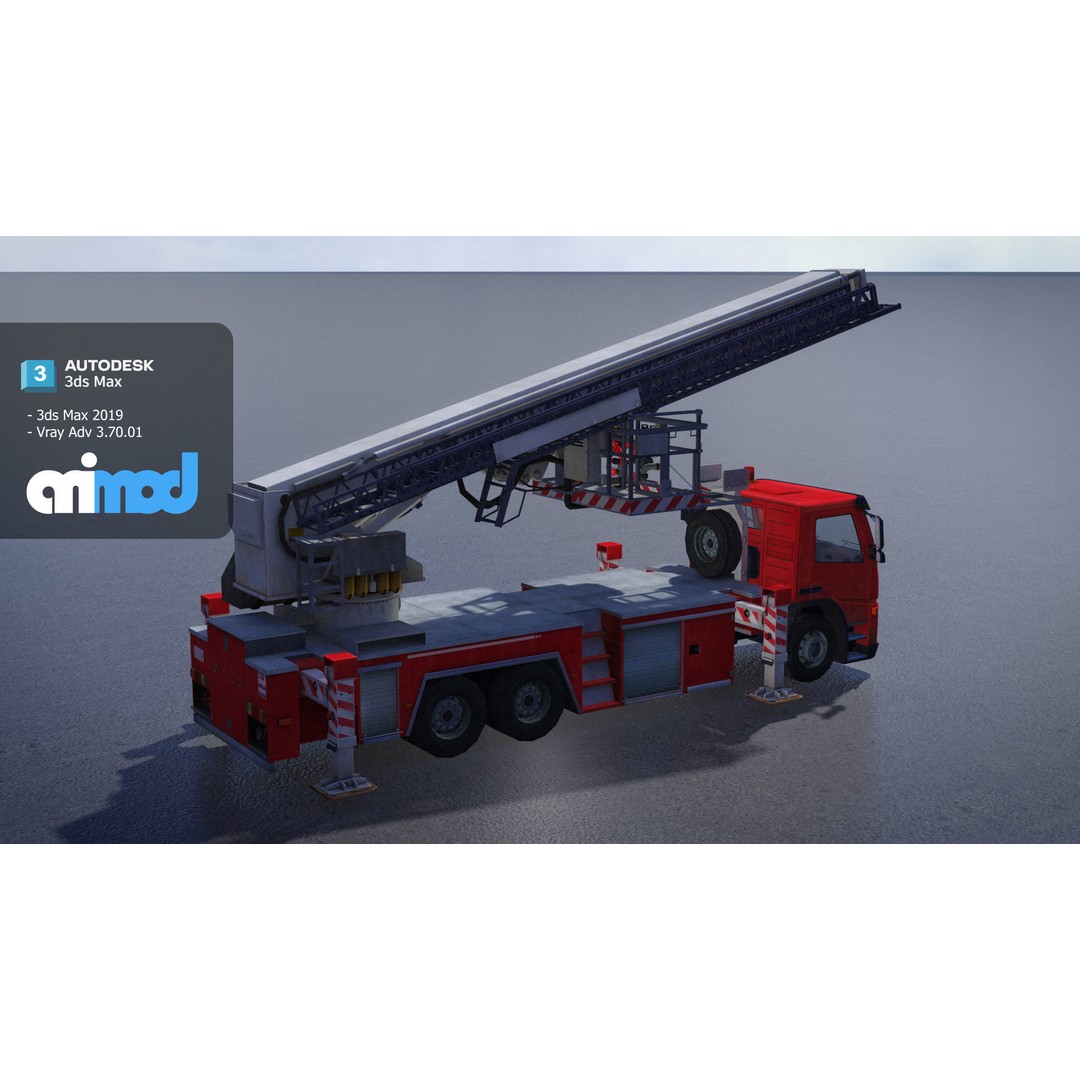 Fire Truck 3D Model – PBR Game-Ready Asset, FBX & Max Formats - View 3