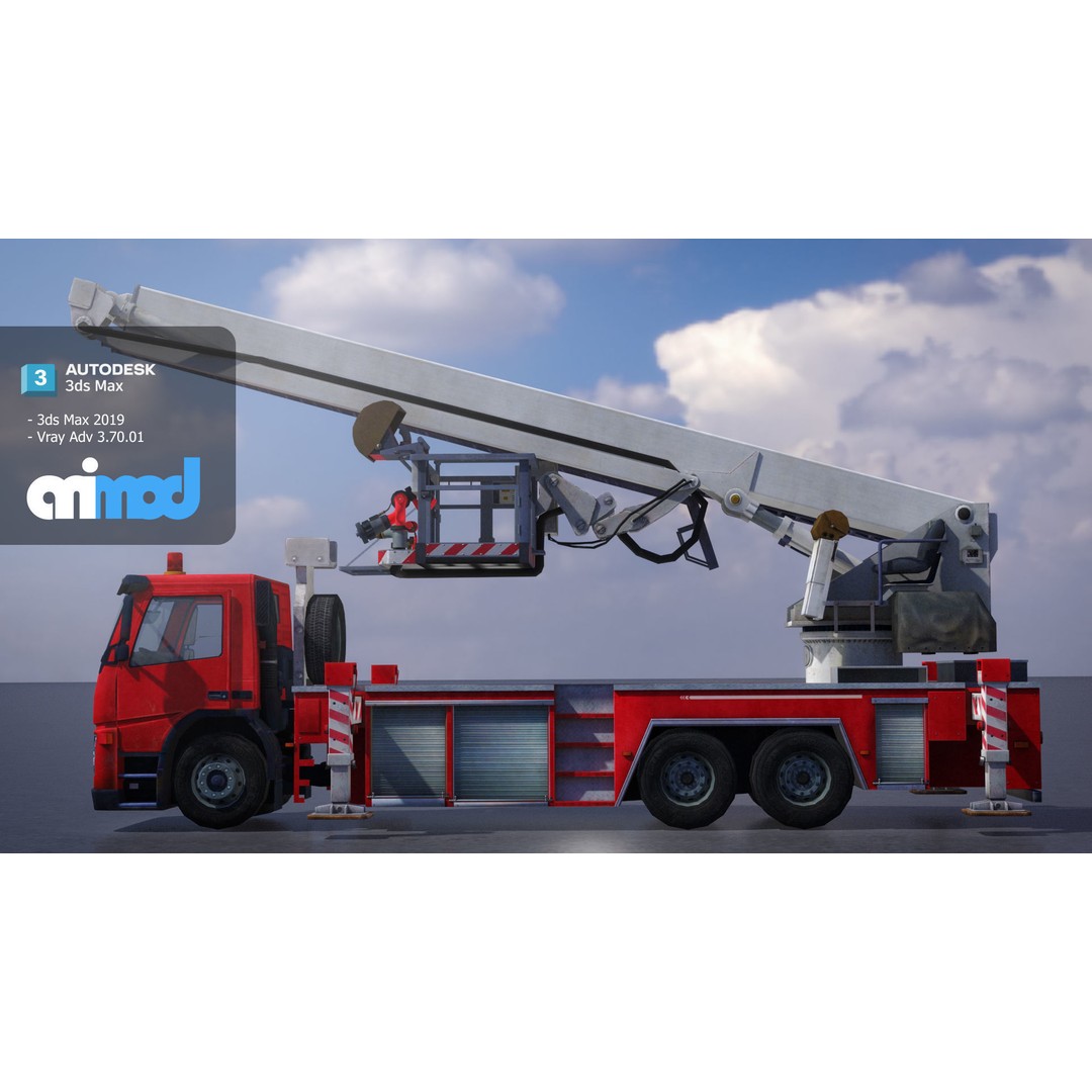 Fire Truck 3D Model – PBR Game-Ready Asset, FBX & Max Formats - View 4