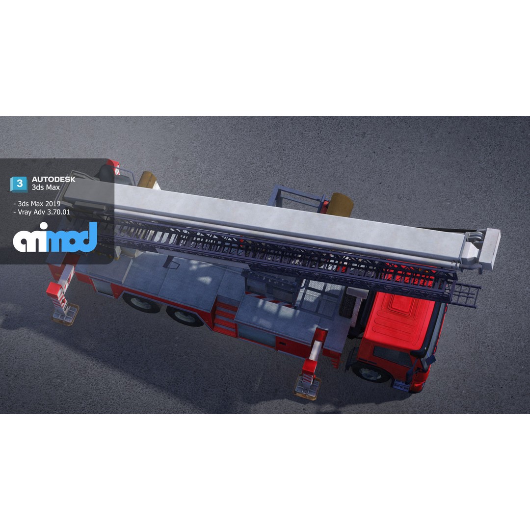 Fire Truck 3D Model – PBR Game-Ready Asset, FBX & Max Formats - View 5