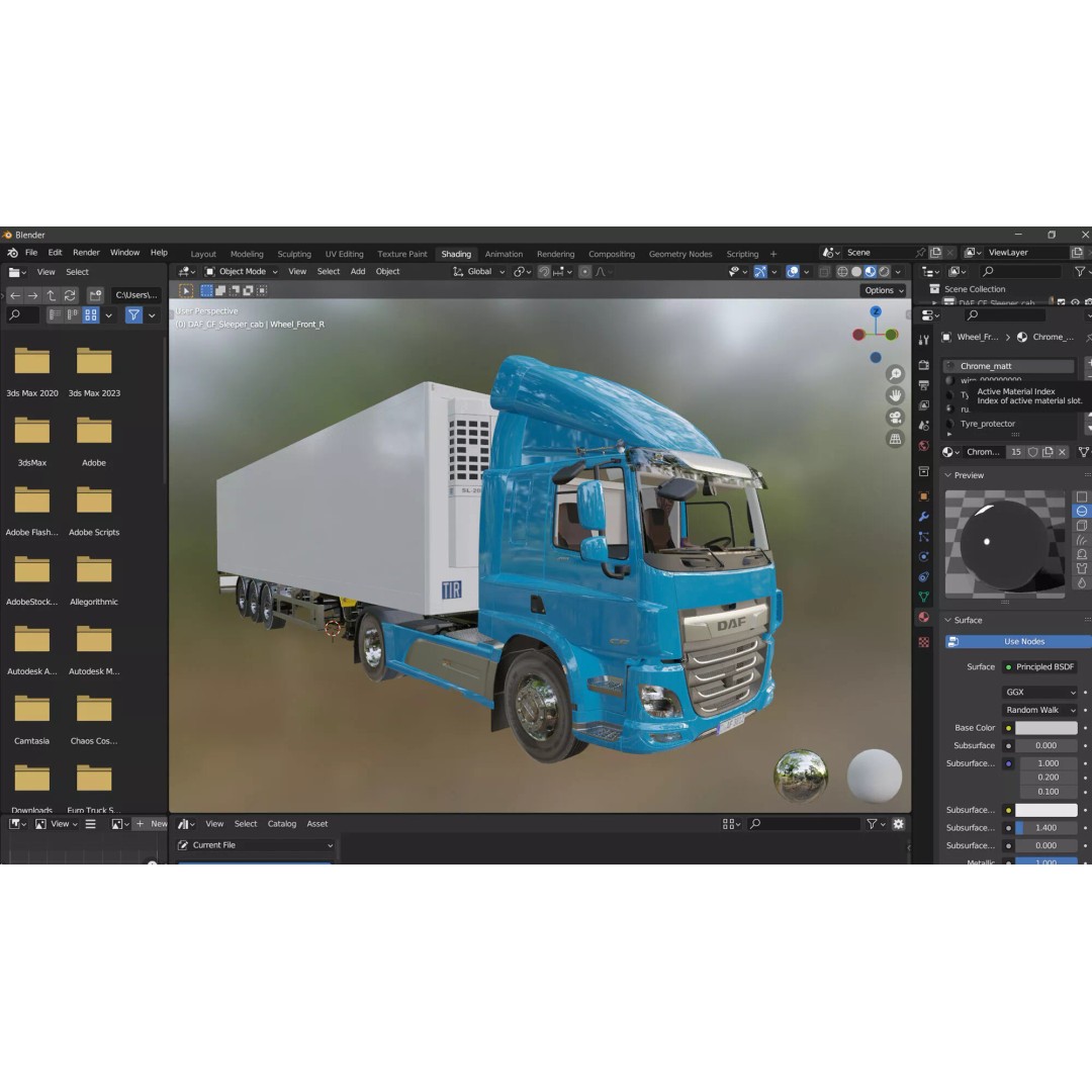 DAF CF Sleeper Cab 2017 3D Model – High-Poly Game Asset, FBX, OBJ - View 7