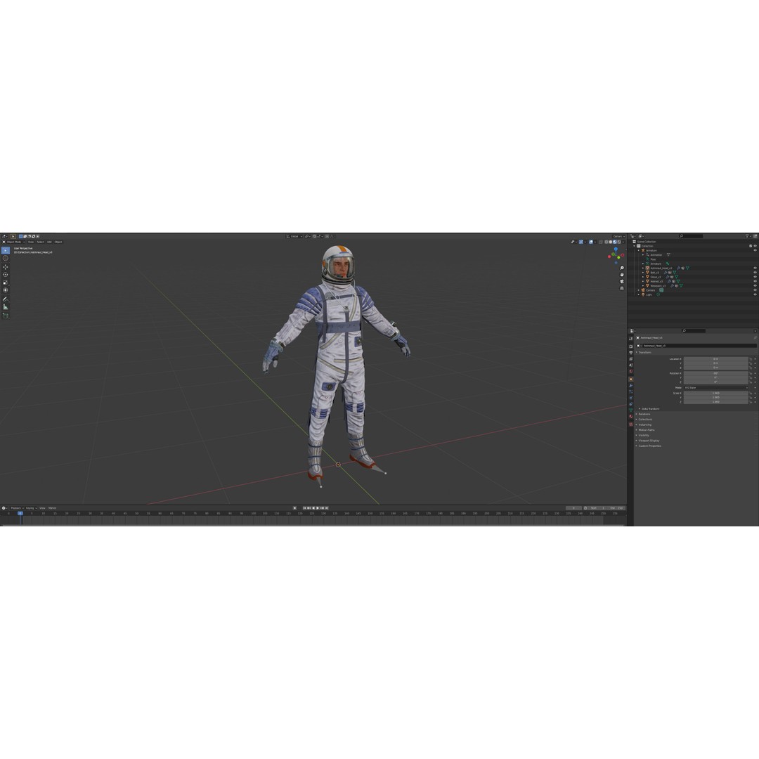 Space Suit 3D Model – Low Poly Rigged Character for Games, FBX - View 17