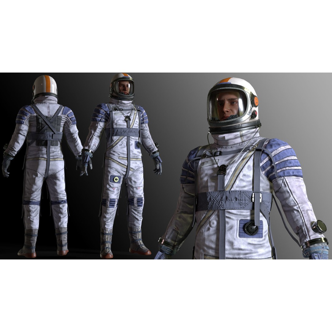 Space Suit 3D Model – Low Poly Rigged Character for Games, FBX - View 7