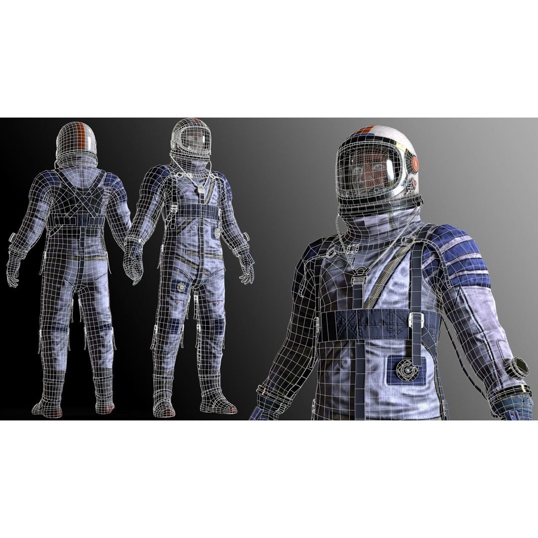 Space Suit 3D Model – Low Poly Rigged Character for Games, FBX - View 8