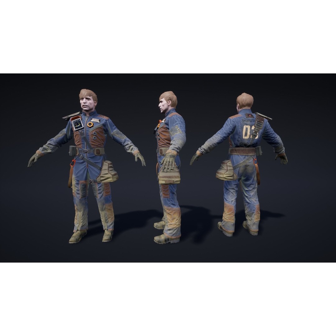 Sci-Fi Worker 3D Model – Low Poly Rigged Character, FBX - View 10